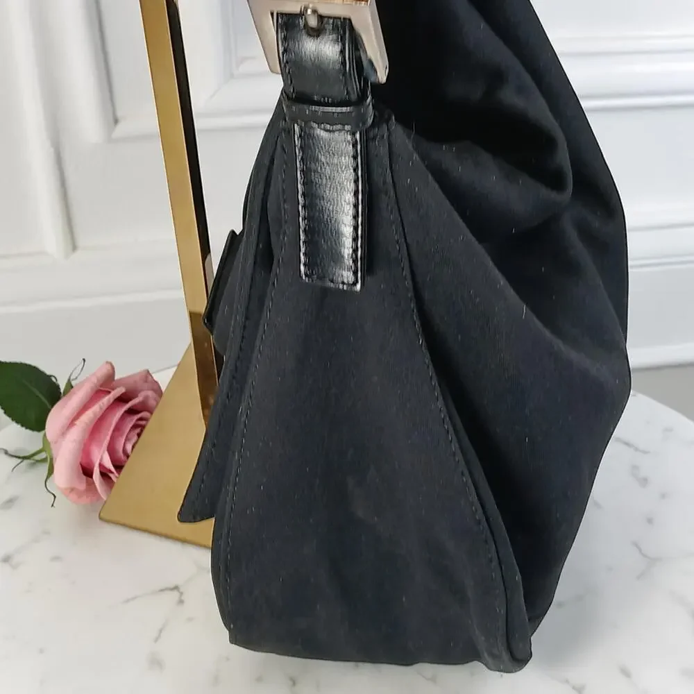 Authentic Fendi Mamma Black Neoprene Baguette Shoulder Bag COA Verified Seller - Picture 6 of 16